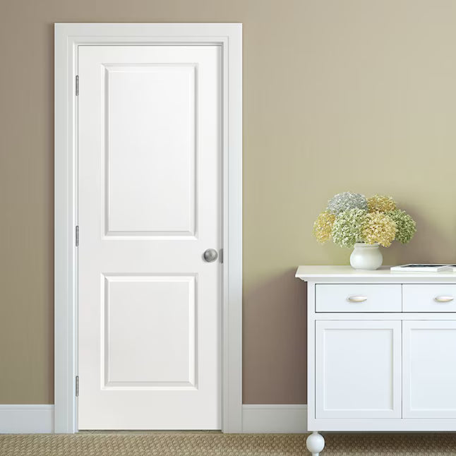 30-in x 80-in (primed) Hollow core 2-panel Right Handed Smooth Primed Molded composite Flat Jamb Single Prehung Interior Door