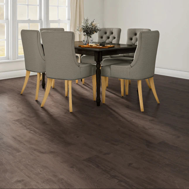 Allen+Roth Sierra Brown Oak 8-mm T x 8-in W x 50-in L Laminate Wood Flooring ( 23.92-sq ft / per box) )