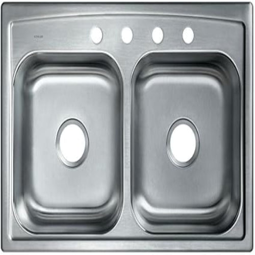 KOHLER Toccata Drop-in 33-Inches x 22-Inches Stainless steel Double equal bowl 4-Hole 18 -Gauge Kitchen Sink