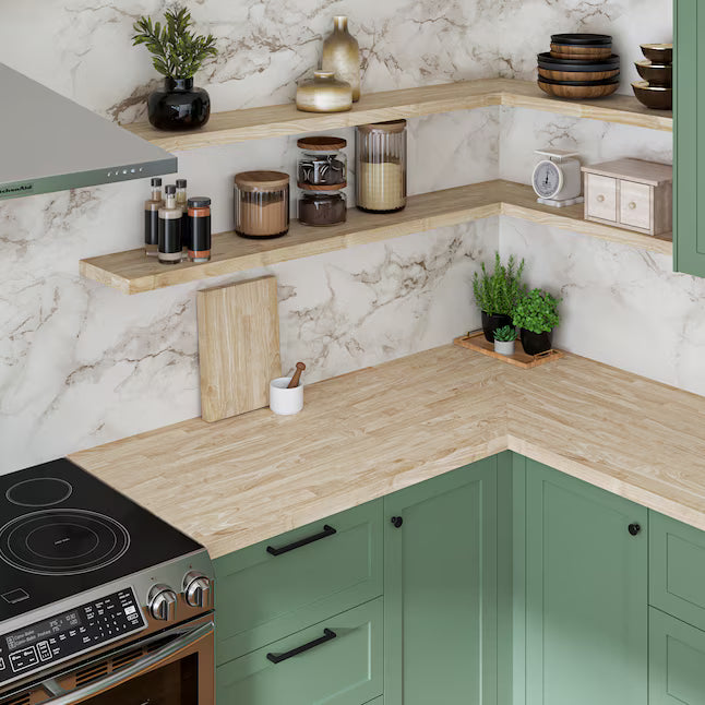 Hevea Butcher Block Countertop unfinished 8 ft x 25 in x 1.5 in