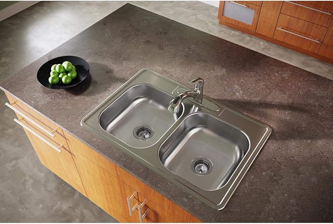 Dayton Stainless Steel Double Bowl Drop in/Top Mount Kitchen Sink