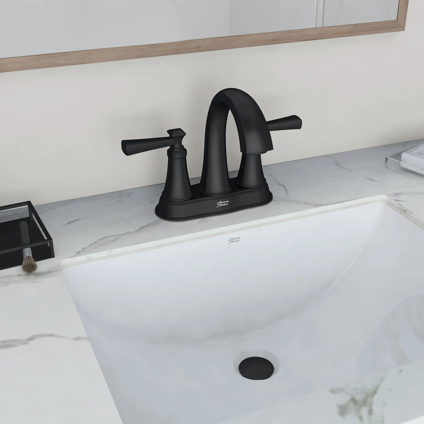 Rumson 4 in. Centerset Double Handle Bathroom Faucet in Matte Black (2-pack)