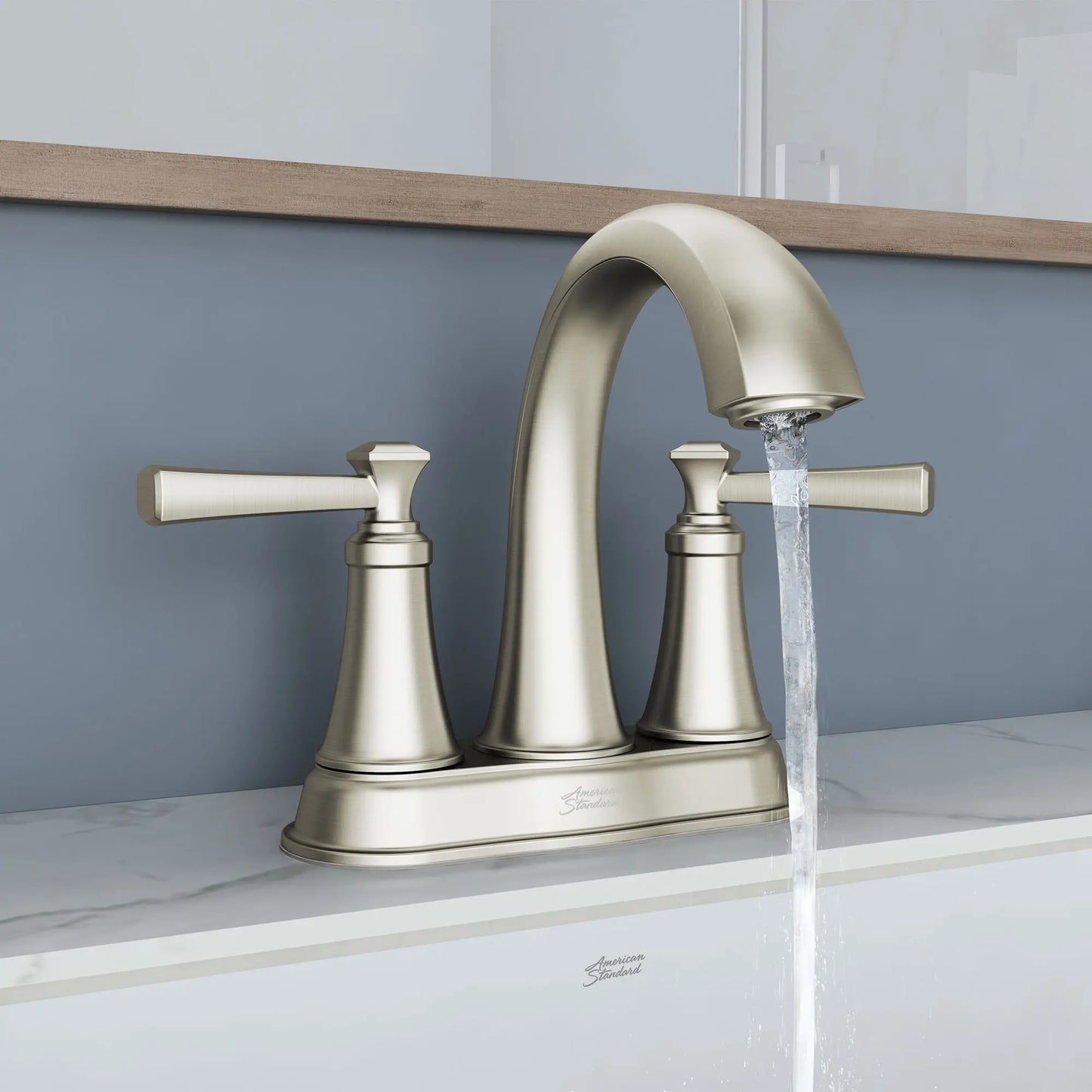 American Standard Rumson 4 in. Centerset Double Handle Bathroom Faucet in Brushed Nickel (2-pack)