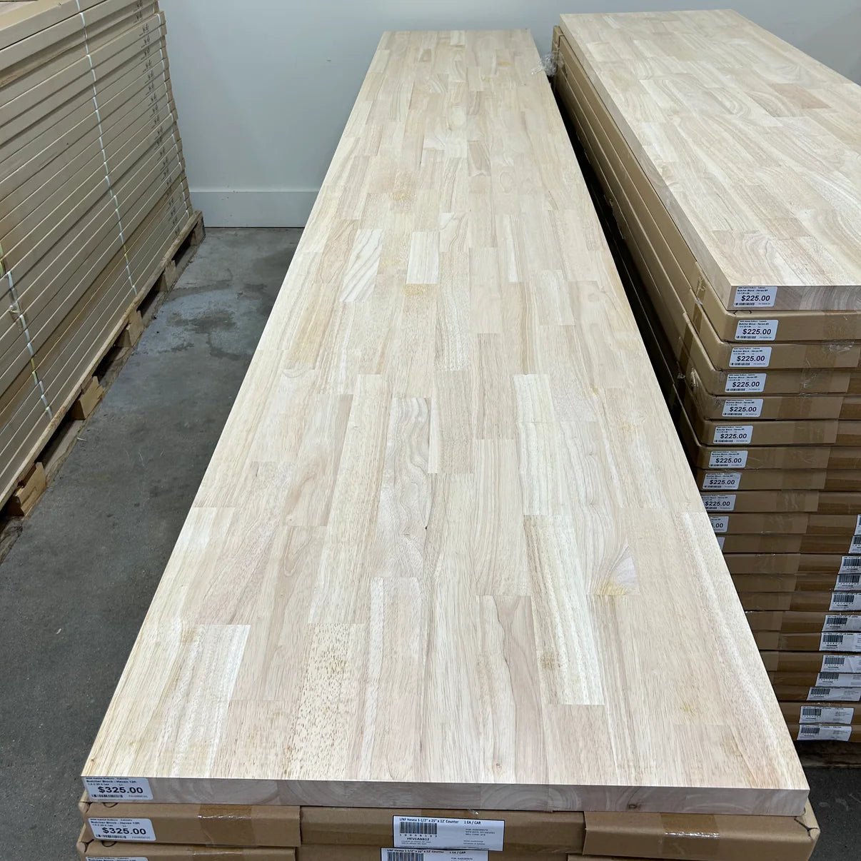 Hevea Butcher Block Countertop unfinished 12 ft x 25 in x 1.5 in