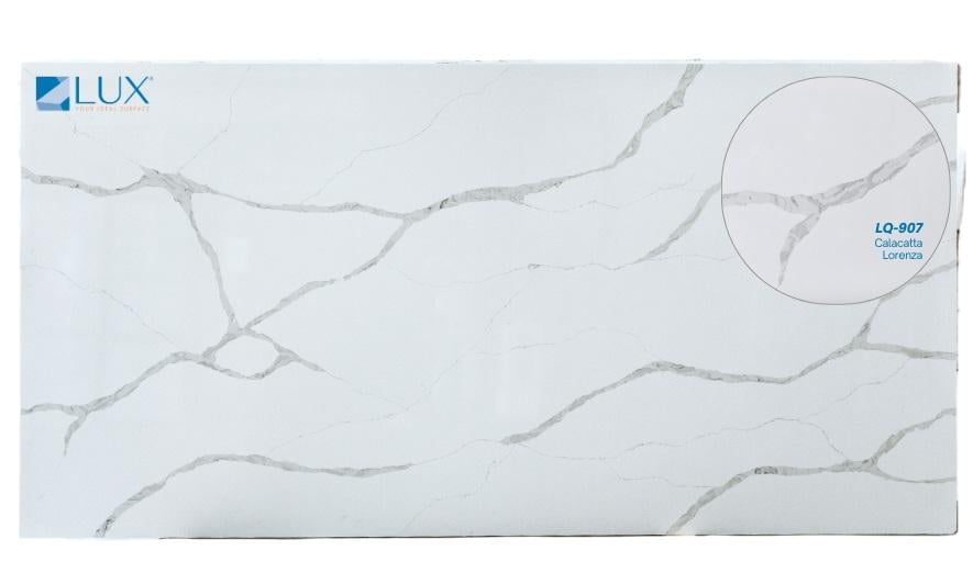 LUX Calcutta Lorenza LQ-907 Quartz Countertop Corner-Left 36.inX96.in