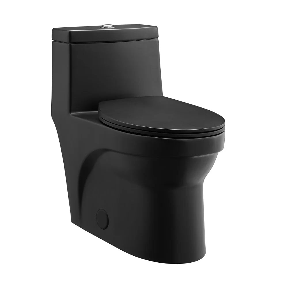 Voltaire One-Piece Elongated Toilet Left Side Flush Handle 1.28 gpf in Matte Black