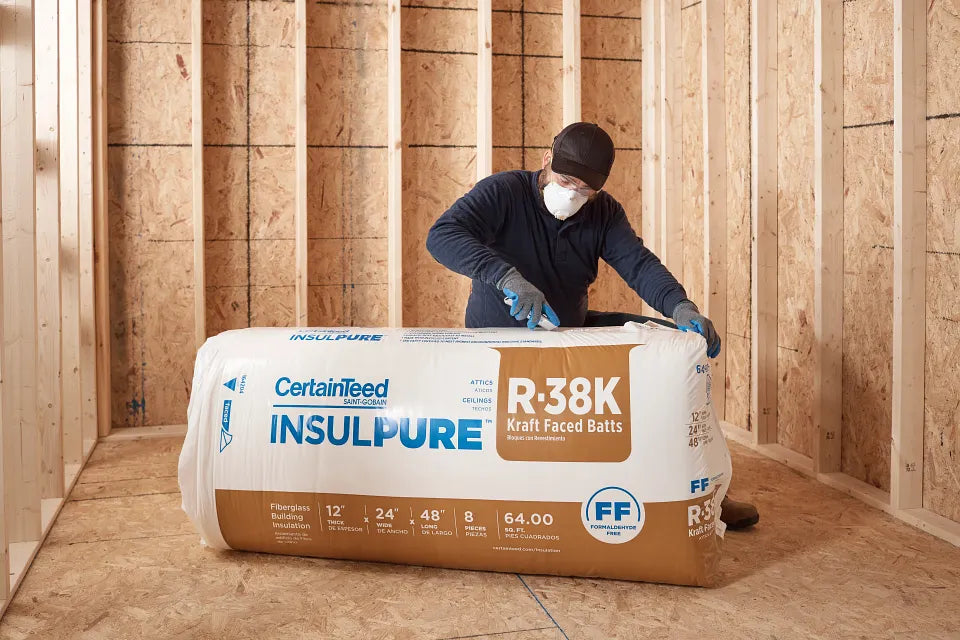 CertainTeed InsulPure R- 38 Attic Kraft faced Fiberglass Batt Insulation 64-sq ft ( 24-in W x 48-in L)