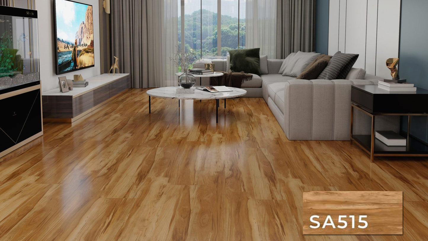 SA 515 SPC Vinyl Flooring with attached pad 100% water proof 28.84 SQ. FT Per box