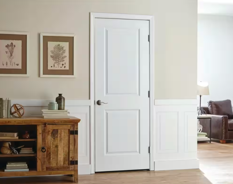 28 in. x 80 in. Left/Right Hand - 2 Panel Cambridge Primed Right-Hand Smooth Molded Composite Single Prehung Interior Door