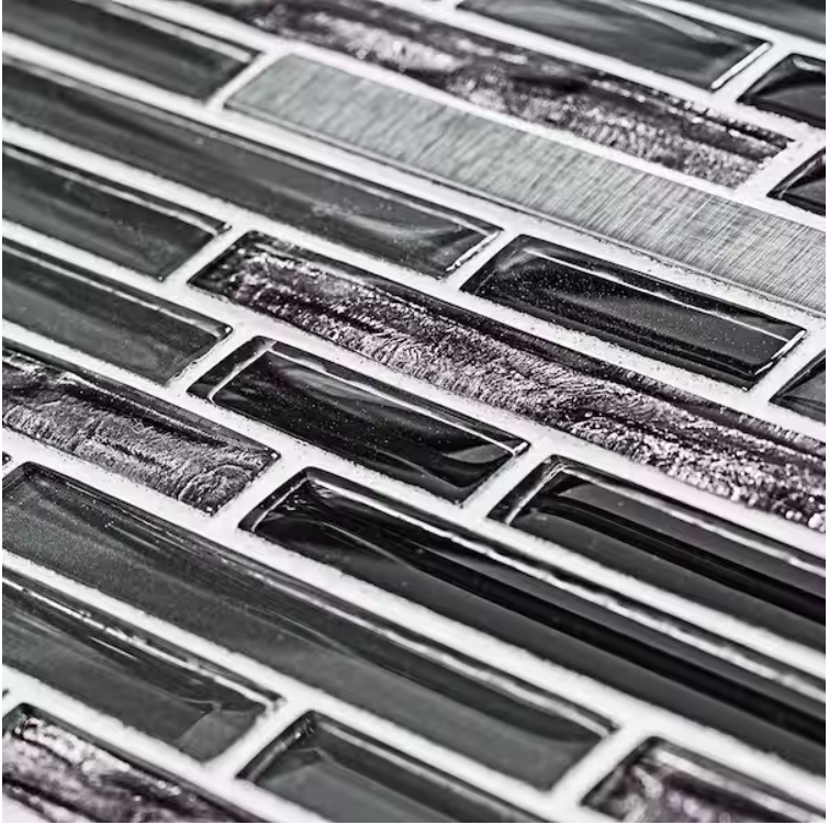 Jeffrey Court Materialized Gray Mixed Glass Tile (10 Pcs/Box, 1 Sq. ft./Each)