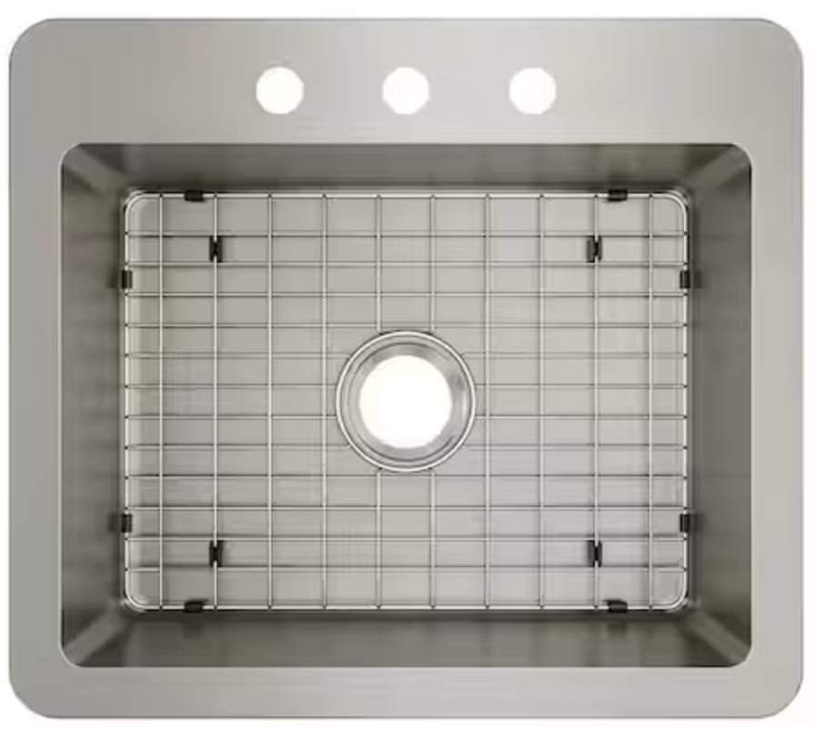 Elkay Avenue 25 in. Drop-In/Undermount Single Bowl 18-Gauge Stainless Steel Kitchen Sink w/ Accessories