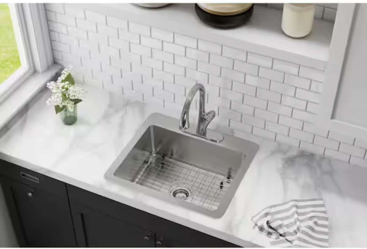 Elkay Avenue 25 in. Drop-In/Undermount Single Bowl 18-Gauge Stainless Steel Kitchen Sink w/ Accessories