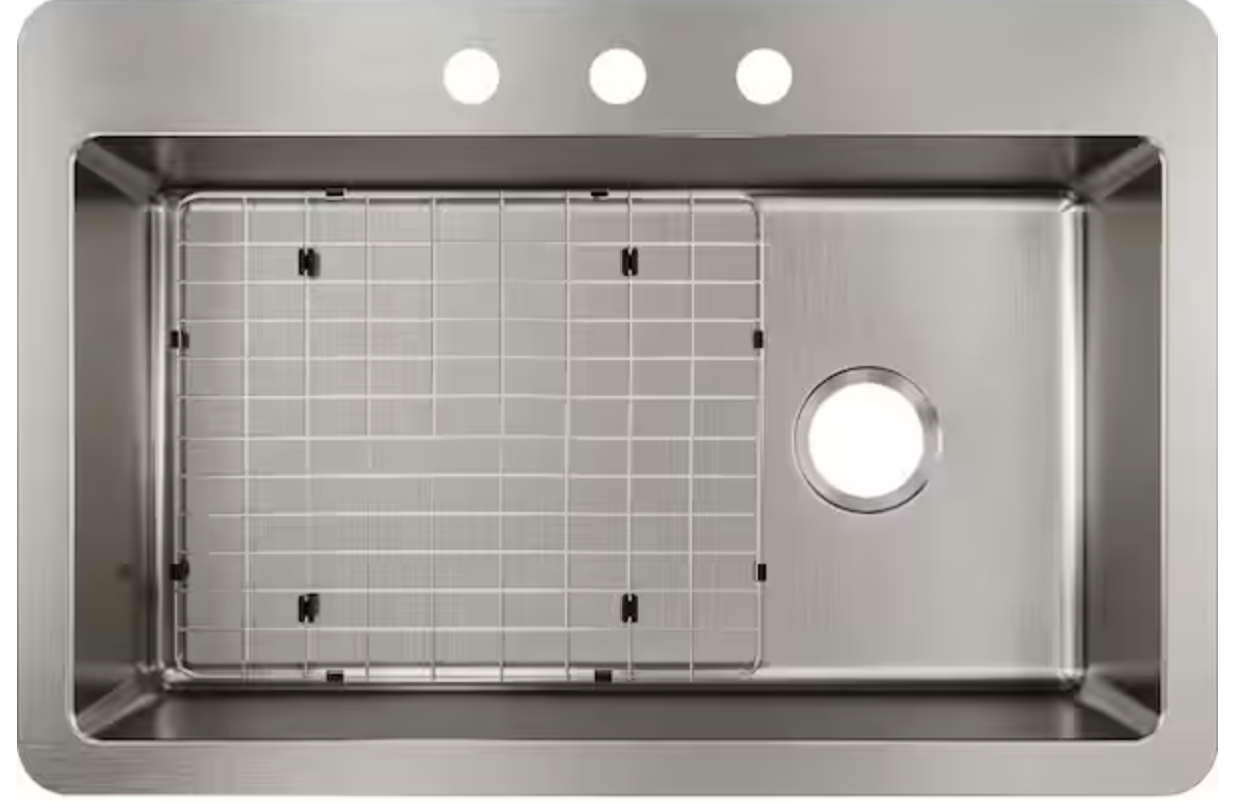 Elkay Avenue 33 in. Drop-In/Undermount Single Bowl 18-Gauge Stainless Steel Kitchen Sink w/ Accessories