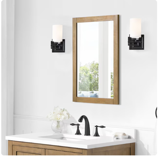 allen + roth Framed Rectangle Bathroom Vanity Mirror (20 x 28 Almond latte )