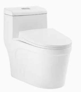 Cannes 1-Piece 1.1/1.6 GPF Dual Flush Elongated Toilet in Glossy White, Seat Included