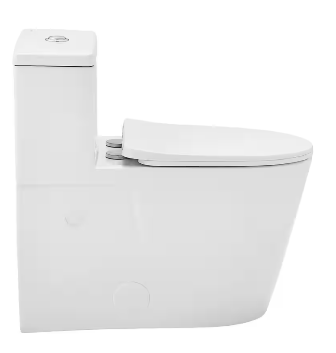 Arles 1-piece 1.1/1.6 GPF Dual Flush Elongated Toilet in Glossy White