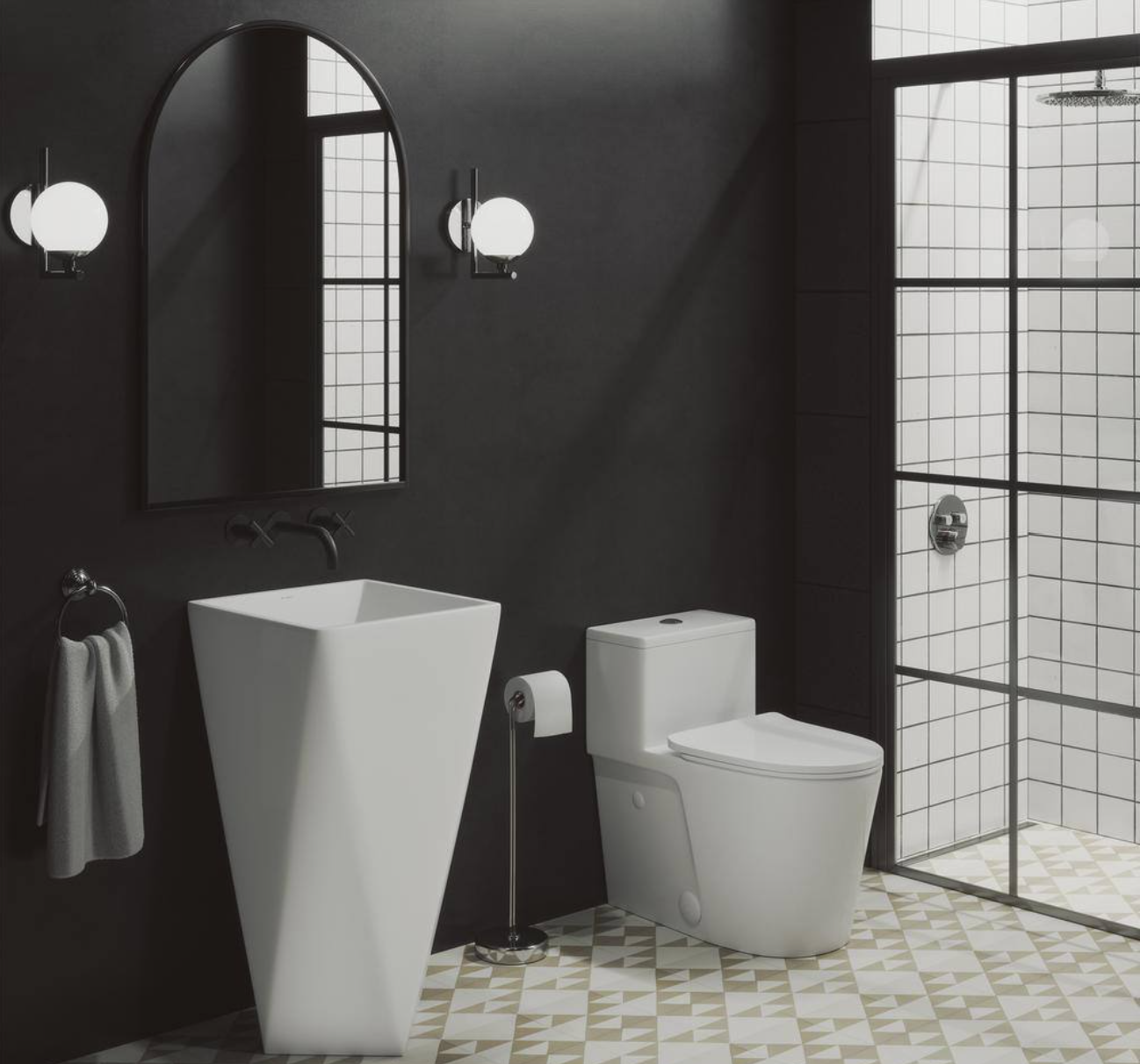 Arles 1-piece 1.1/1.6 GPF Dual Flush Elongated Toilet in Glossy White