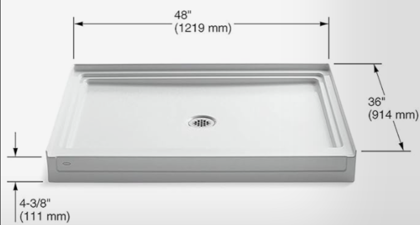 KOHLER Tresham 48-In x 36-In Buscuit Shower Base with Center Drain