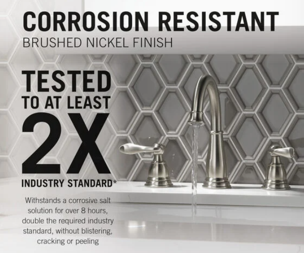 Two Handle Widespread Bathroom Faucet In Brushed Nickel