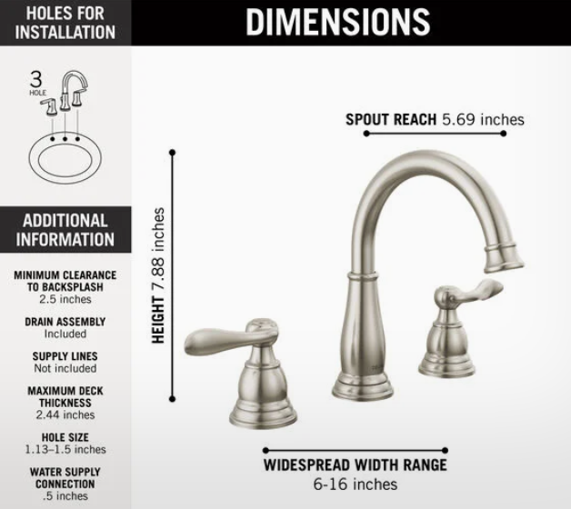 Two Handle Widespread Bathroom Faucet In Brushed Nickel