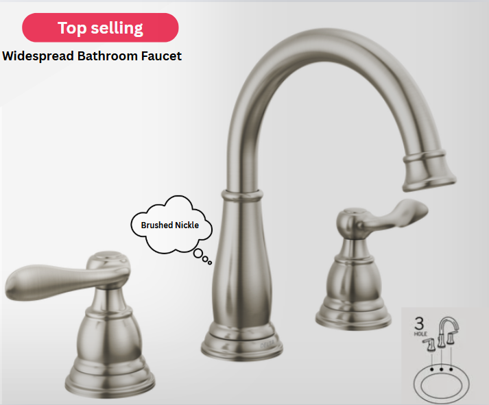 Two Handle Widespread Bathroom Faucet In Brushed Nickel