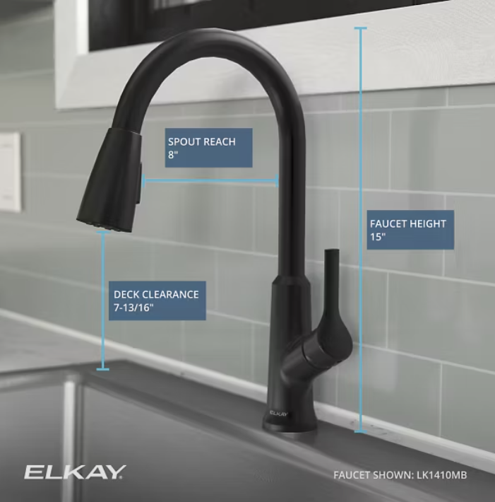 Elkay Single Hole Matte Black Kitchen Faucet