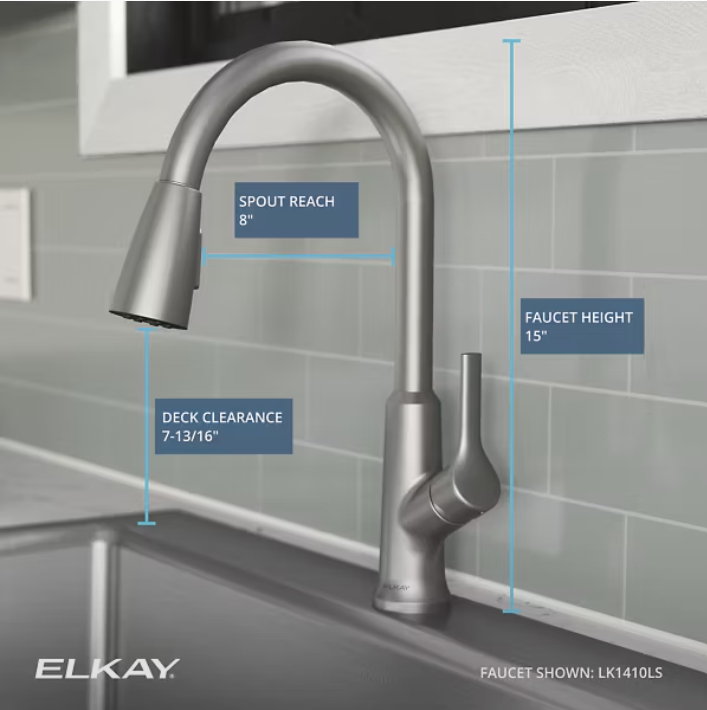 Elkay Single Hole Lustrous Steel Kitchen Faucet