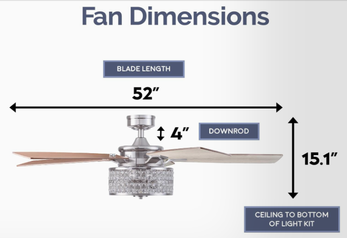 Prominence Home Lanissa 52" Crystal Glass Chandelier Ceiling Fan