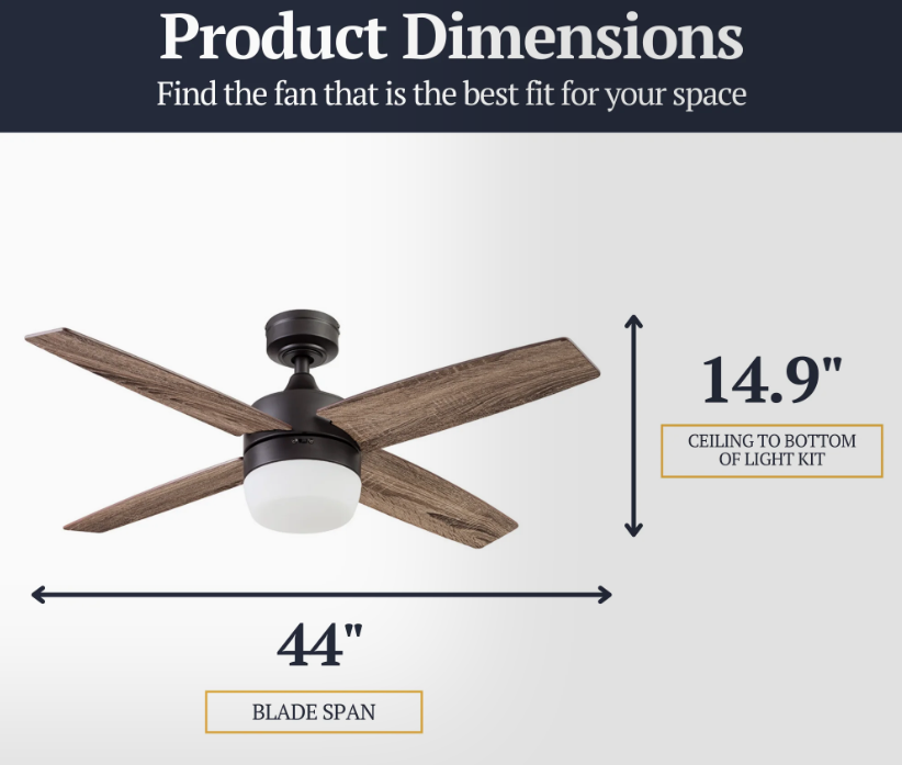 Prominence Home Atlas Expresso 44 Inch LED Ceiling Fan