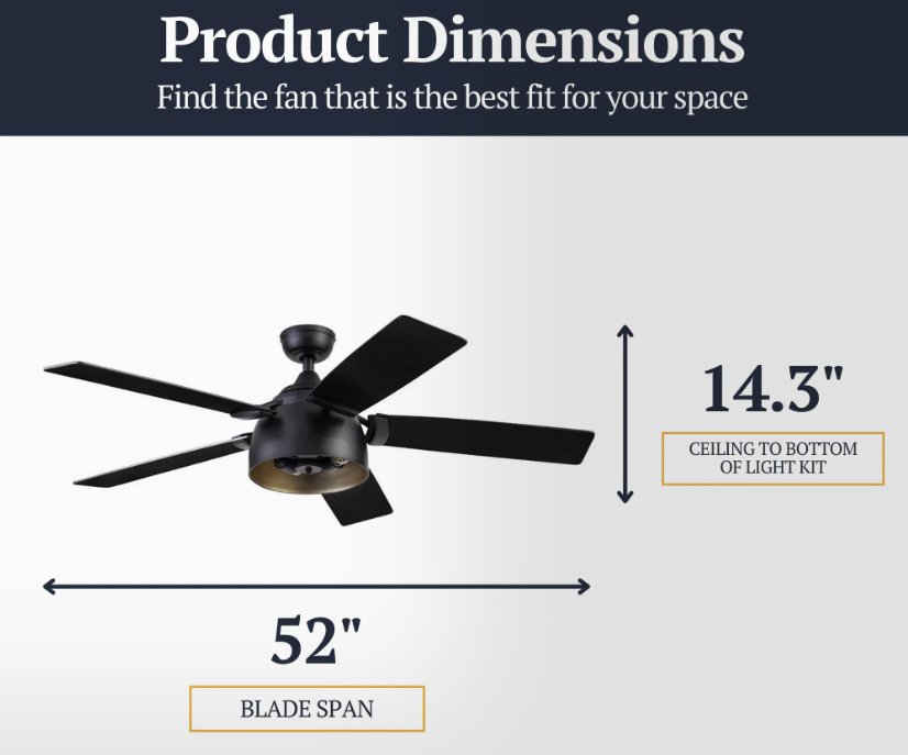 Prominence Home Octavia 52 Inch LED Ceiling Fan