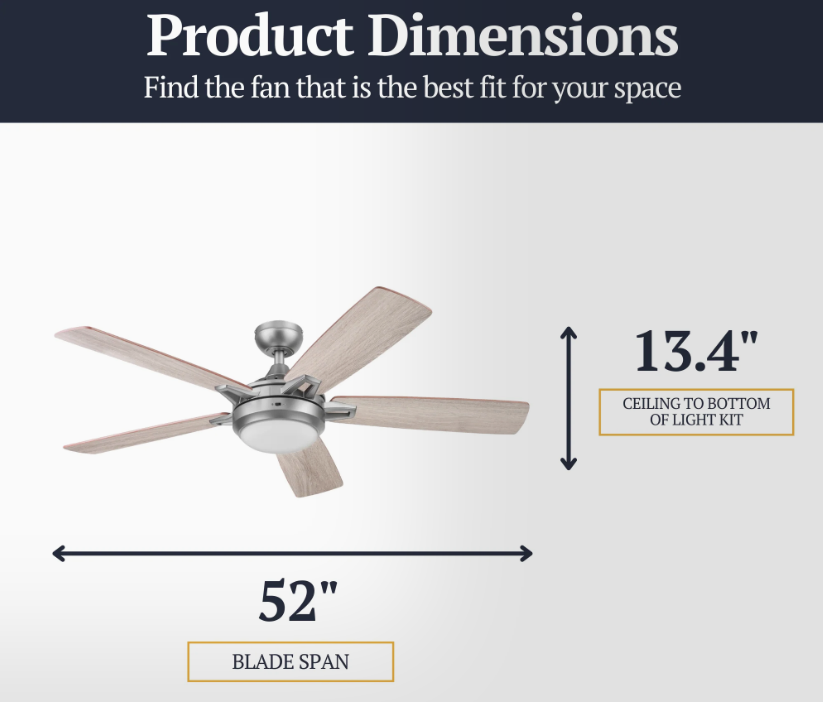 Prominence Home 52 Inch Lorelai Pewter Smart Ceiling Fan