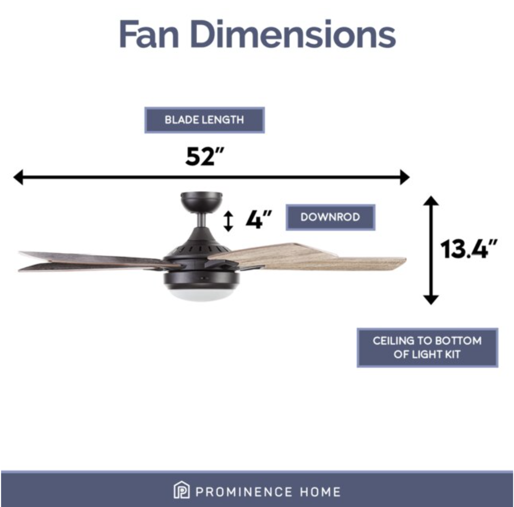 Prominence Home Kailani Bronze 52 Inch Modern Smart Ceiling Fan