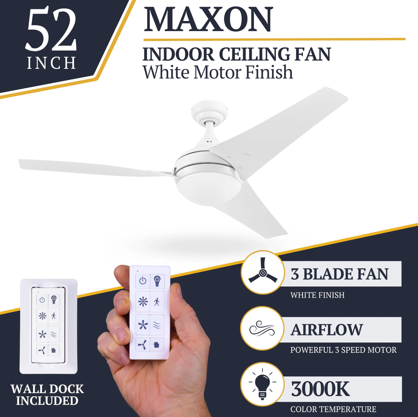 Prominence Home Maxon White 52 in Ceiling Fan