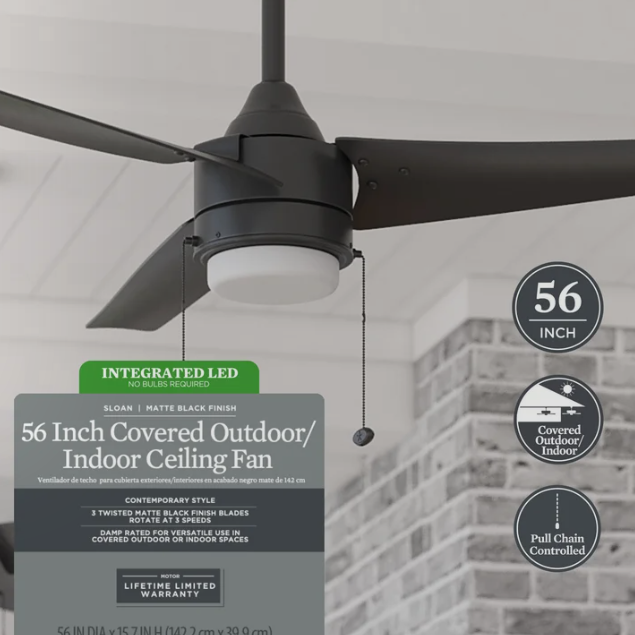 Better Homes & Gardens 56” Matte Black Indoor/Outdoor Ceiling Fan