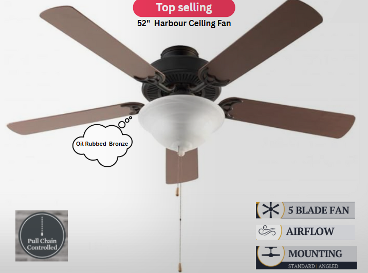 Trans Globe Harbour 52 in Oil Rubbed Oil Bronze Ceiling Fan