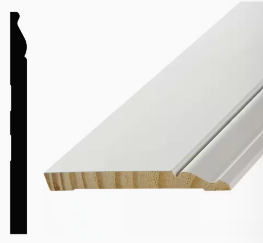 9/16 in. x 7-1/4 in. x 8-ft Primed Pine Baseboard Moulding Trim (Pack of 4)