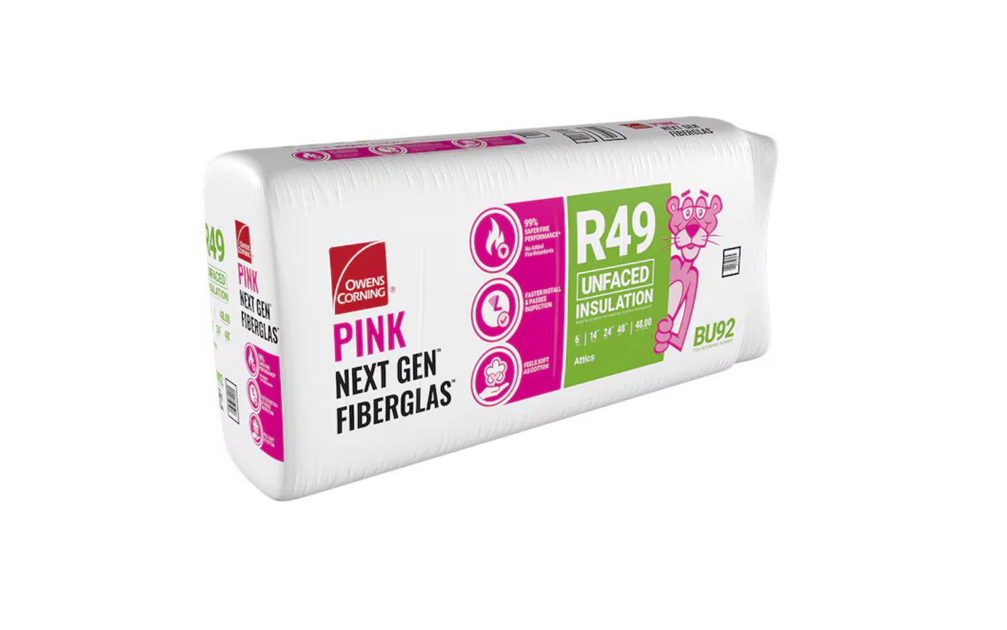 Owens Corning R-49 Attic Unfaced Fiberglass Batt Insulation 48-sq ft (24-in W x 48-in L)