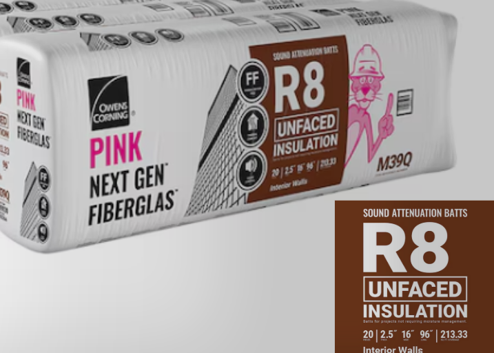 Owens Corning R-8 Fiberglass Unfaced Batt Insulation with Sound Barrier 213.33 Sq.ft (16 in. x 96 in.)
