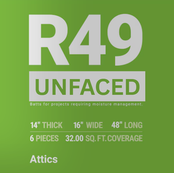 Owens Corning R-49 Attic Unfaced Fiberglass Batt Insulation 32-sq ft (16-in W x 48-in L)