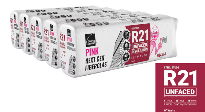 Owens Corning R-21 Wall Unfaced Fiberglass Insulation 74.69-Sq.ft (16in x 96in)