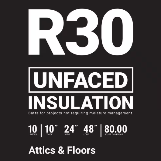Owens Corning R-30 Unfaced Fiberglass Insulation Batt 80 Sq.ft 24 in. x 48 in.