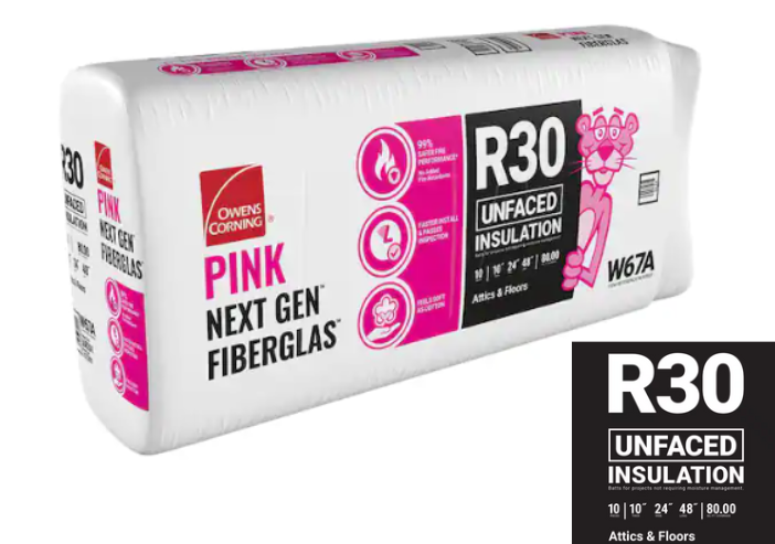 Owens Corning R-30 Unfaced Fiberglass Insulation Batt 80 Sq.ft 24 in. x 48 in.