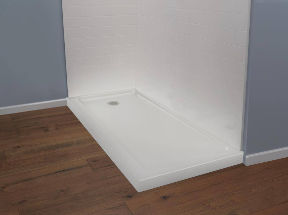 Delta 60 in. X 32 in. W Corner Shower Base with Left Drain in High Gloss White