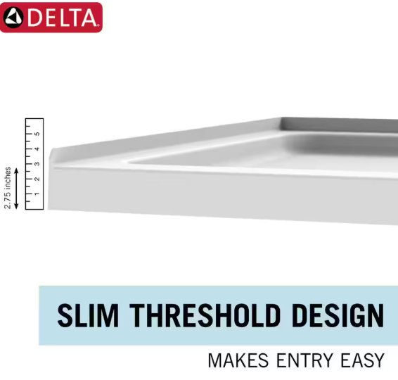 Delta 60 in. X 32 in. W Corner Shower Base with Left Drain in High Gloss White