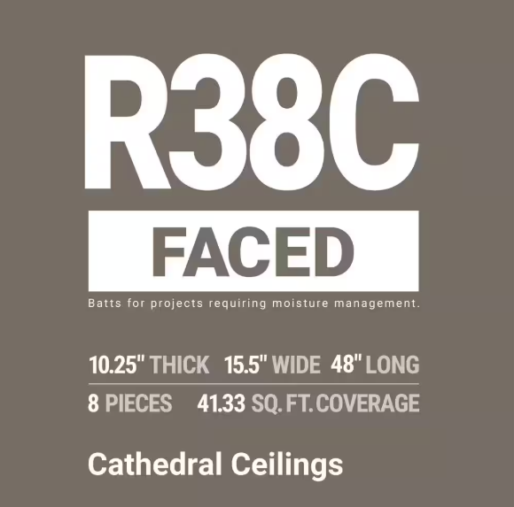 Owens Corning R-38C Kraft Faced Fiberglass Insulation 41.33 Sq.ft (15.5 x 48) Pack of 5