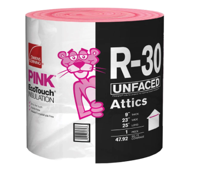 Owens Corning R- 30 Unfaced Fiberglass Insulation Roll 47.92 Sq.Ft 23" X 25'
