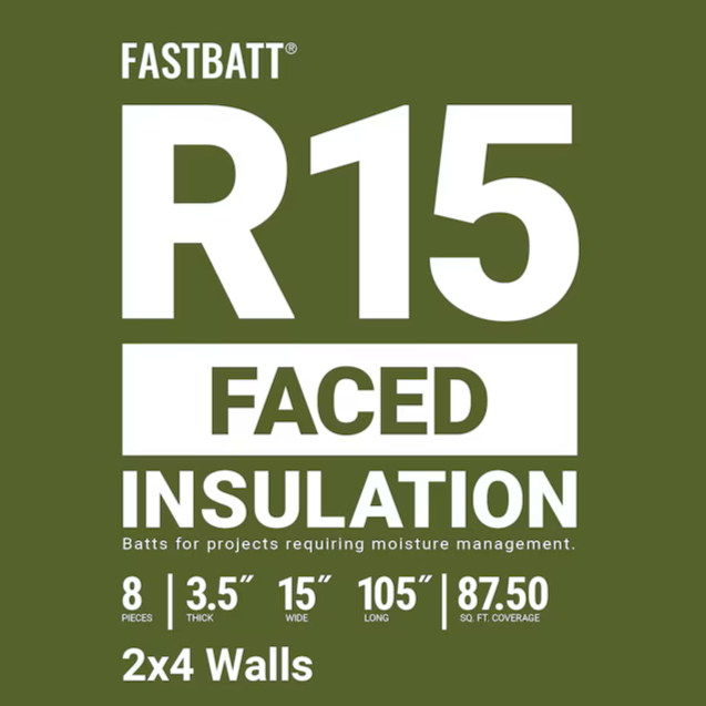 Owens Corning R- 15 Wall Kraft faced Fiberglass Batt Insulation 87.5-sq ft ( 15-in W x 105-in L)