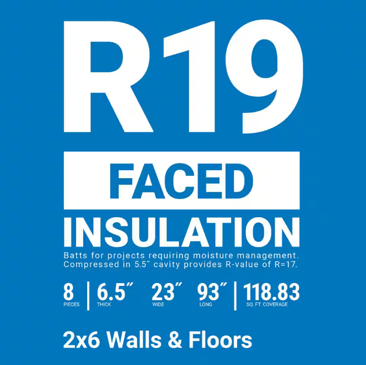 Owens Corning R-19 Faced Fiberglass Insulation 118.83 SQ.FT (23 in. x 93 in.)