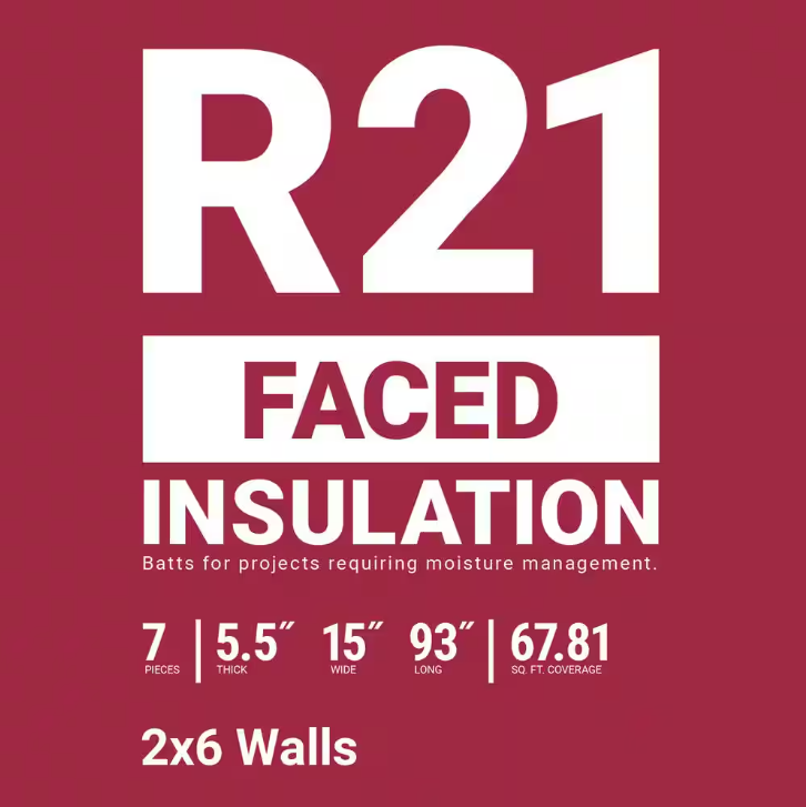 Owens Corning R-21 Faced Fiberglass Insulation Batt 67.81 Sq.ft 15 in. x 93 in.
