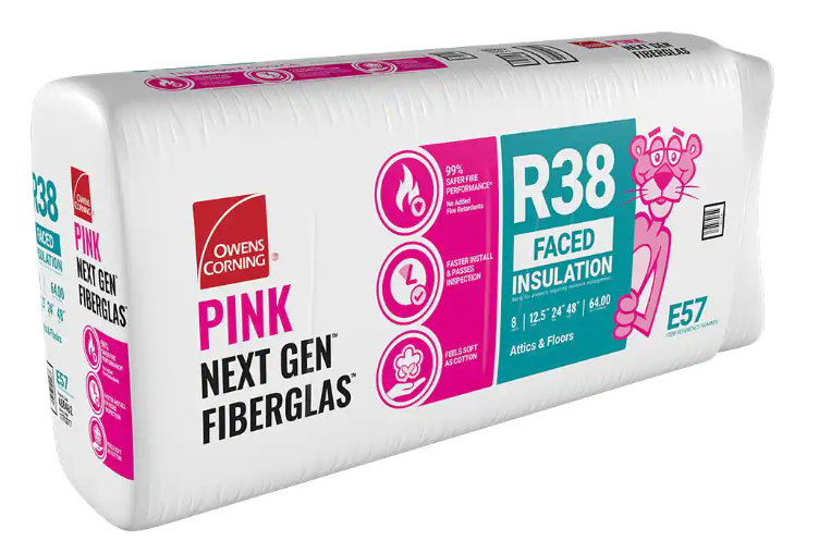 Owens Corning R-38 Faced Fiberglass Insulation Batt 64 SQ.FT (24 in. x 48 in.) Pack of 4